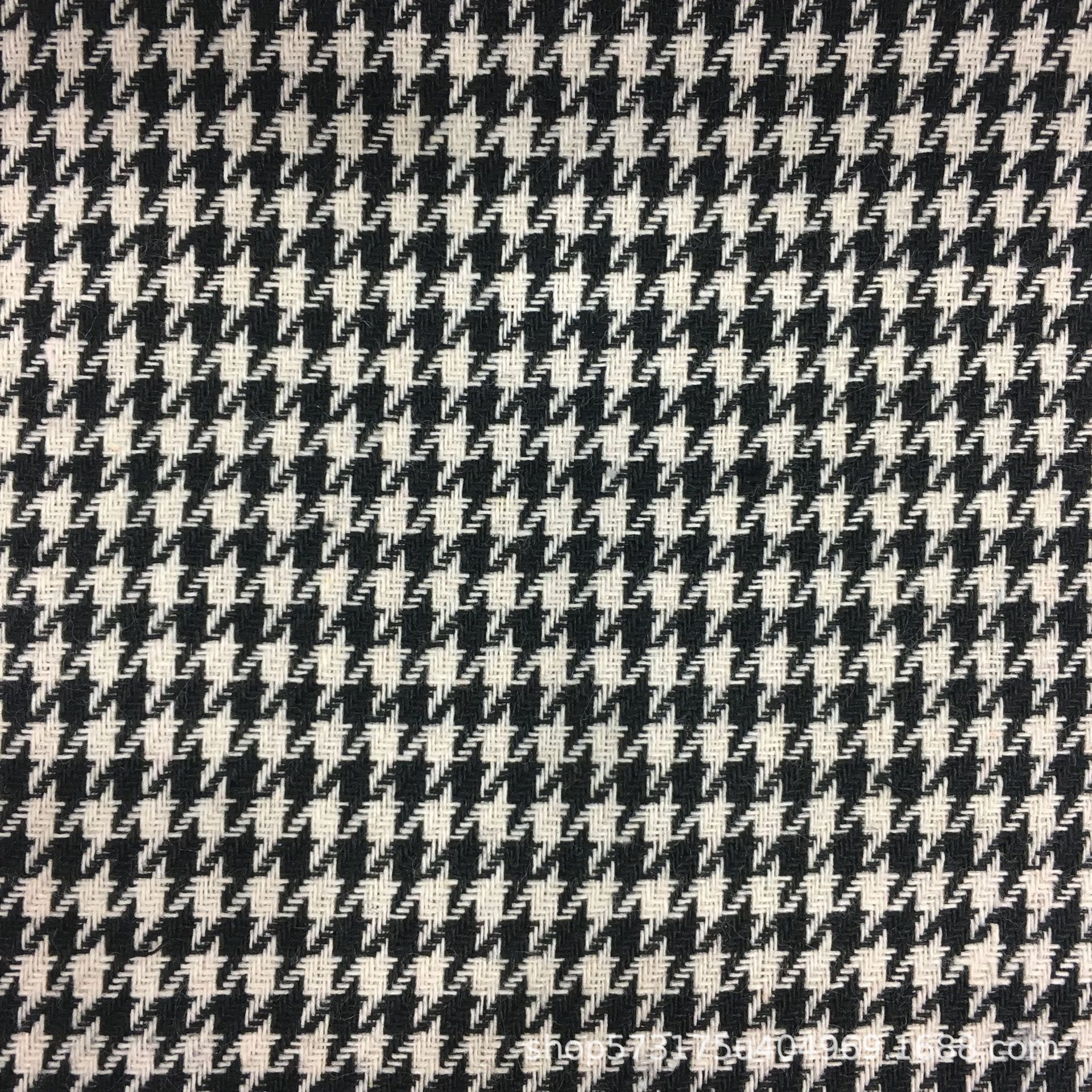 现货供应 黑白千鸟格梭织面料 涤棉色织 西装马甲 鞋帽 童装布料