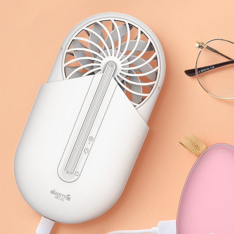 德尔玛小风扇usb迷你静音学生电风扇充电宿舍床上手持随身便携