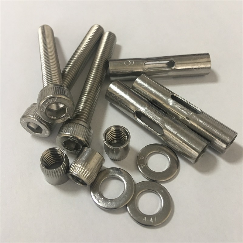316不锈钢内六角螺丝膨胀螺栓锥形螺母锥母平垫片四组合拉爆螺栓