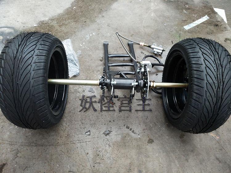 沙滩车配件两轮改装三轮摩托车后桥悬挂12寸刀锋铝轮加厚真空轮胎