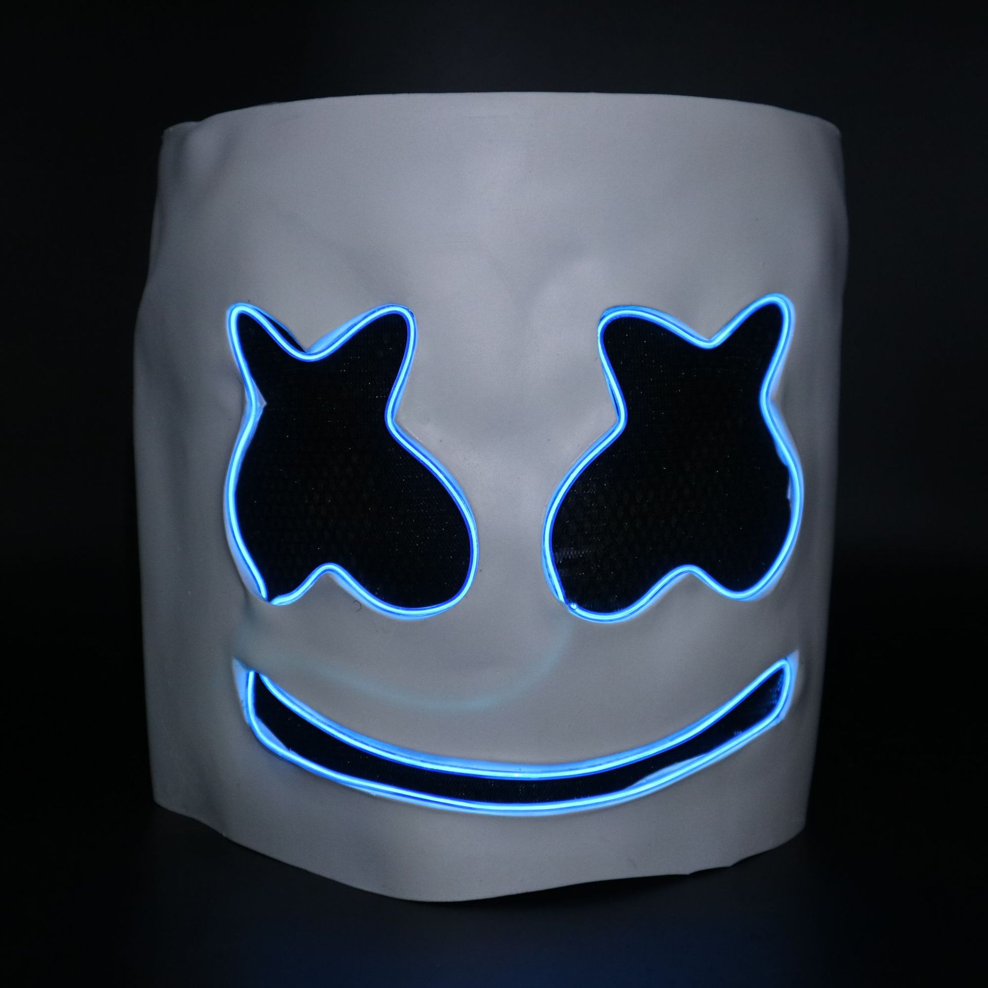 棉花糖cos电音节dj marshmello同款头套万圣节led发光衣服面具批