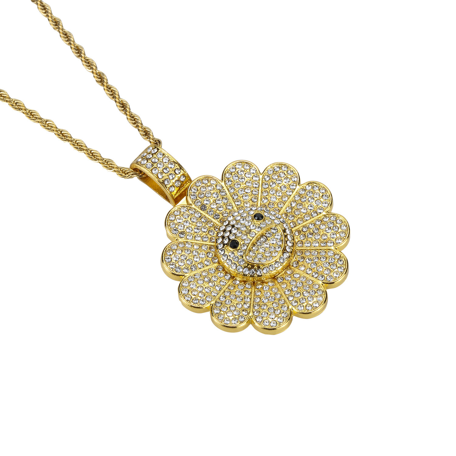 抖音同款takashii村上隆太阳花项链女原创潮男情侣饰品旋转毛衣链