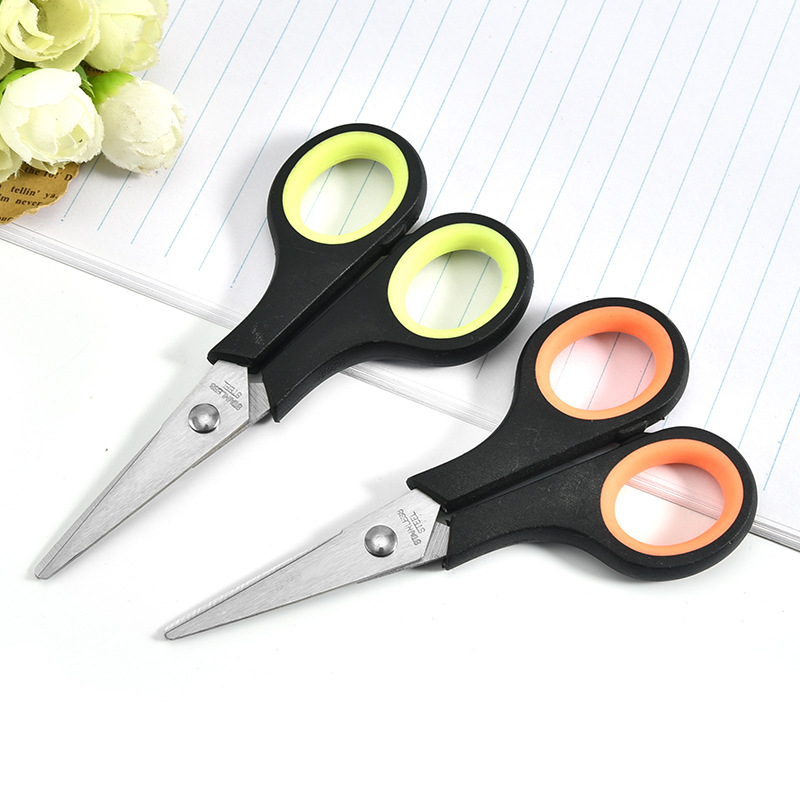 Multi-Functional Home Scissors Stainless Steel 4-Inch Rubber Scissors Student Stationery Scissors Children Safety Cutter Wholesale