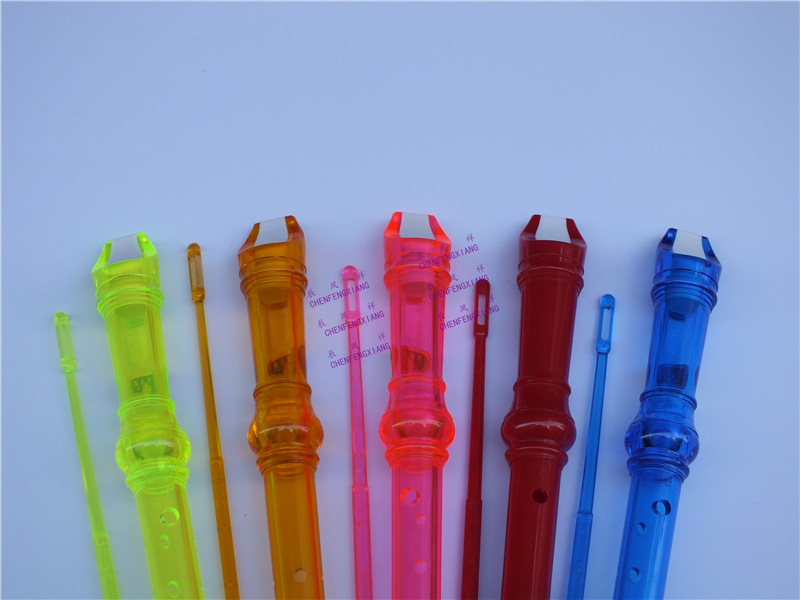 透明红色竖笛,透明蓝色竖笛产地靖江包装塑料袋规格8孔产品类别笛子