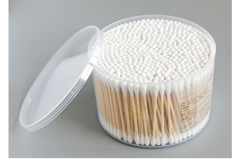 双丸头竹棒棉签脱脂棉涂指甲油眼部卸妆清洁耳朵500支盒装棉棒