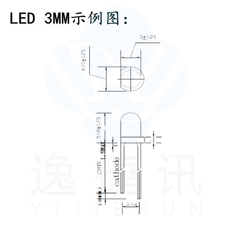 白发白 红发红 3mm 绿发绿 黄发黄 f3 led灯珠 短脚 发光二极管