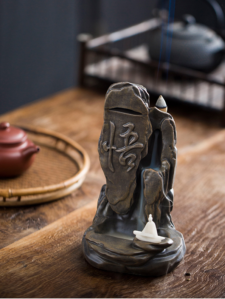 创意陶瓷悟道倒流香炉客厅家居禅意摆件沉香檀香塔香香薰炉工艺品