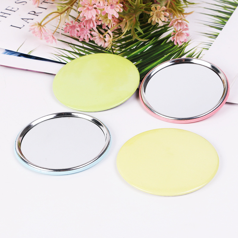 糖果色马卡龙小镜子 纯色化妆镜子 马口铁小圆镜定 制作 做随身镜