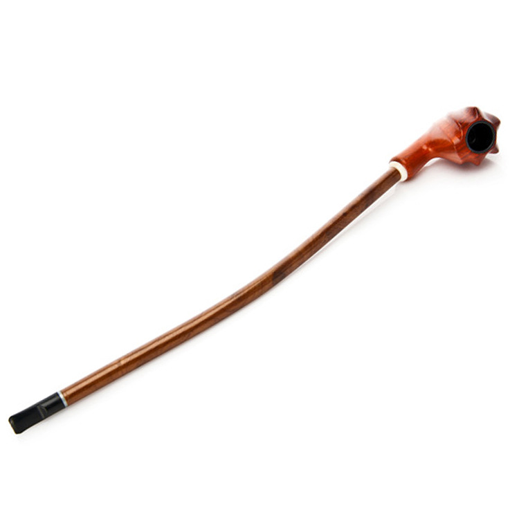 厂家批发花型长杆树脂烟斗欧美男士复古弯杆木质长烟斗烟具pipe