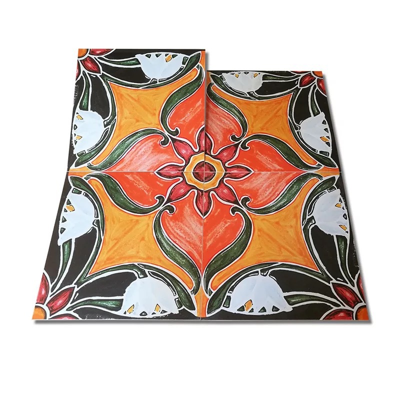 300×300手绘北欧复古花砖客厅餐厅阳台厨房卫生间瓷砖仿古地墙砖