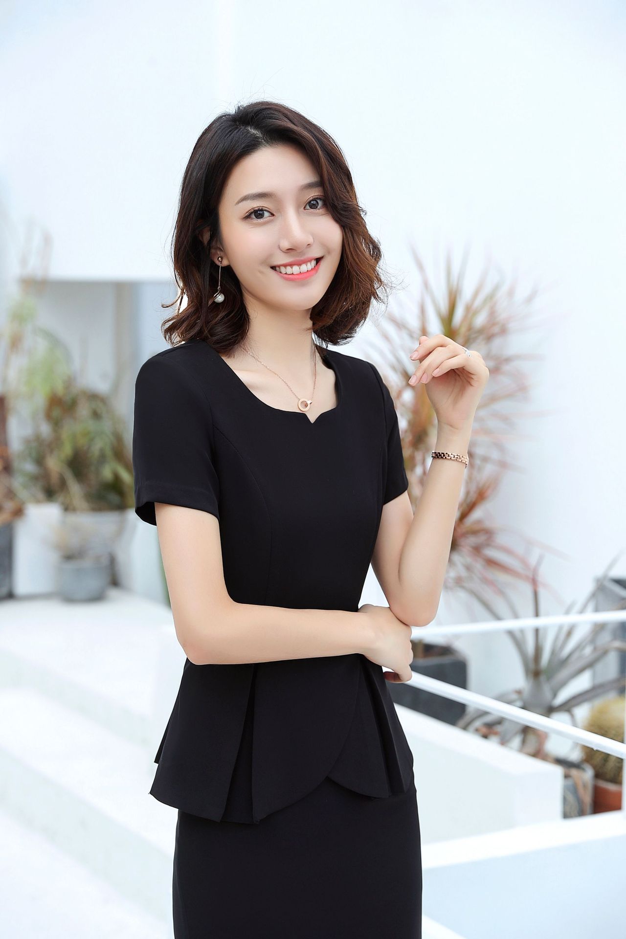 夏季职业装女装套装沐足技师短袖正装客服美容院酒店工作服