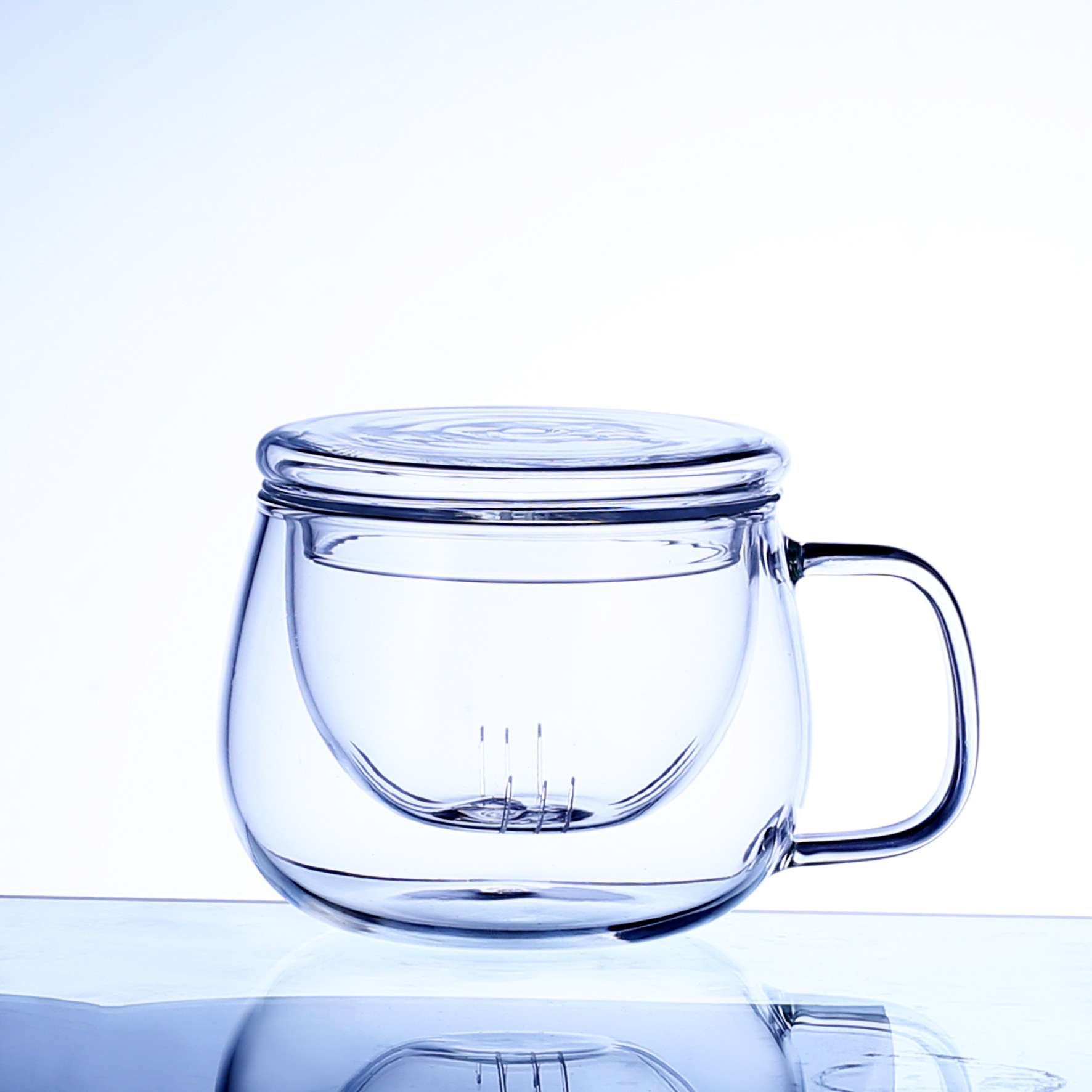 玻璃茶杯加厚带盖花茶杯透明水杯耐热过滤玻璃杯男女家用泡茶杯子