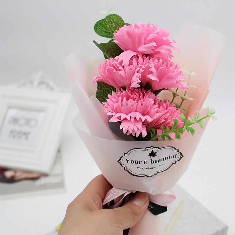 母亲节送妈妈康乃馨香皂花礼盒肥皂花小花束学校活动礼品商场赠品