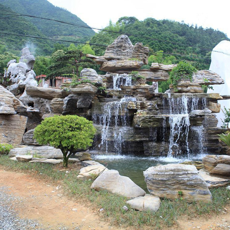 园林绿地艺术假山石 奠基河滩景观千层石 大型园林园景观赏千层石