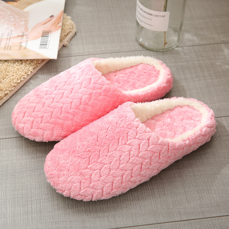 New Jacquard Japanese Soft Bottom Mute Suede Slippers Non-Slip Wooden Floor Indoor Cotton Slippers