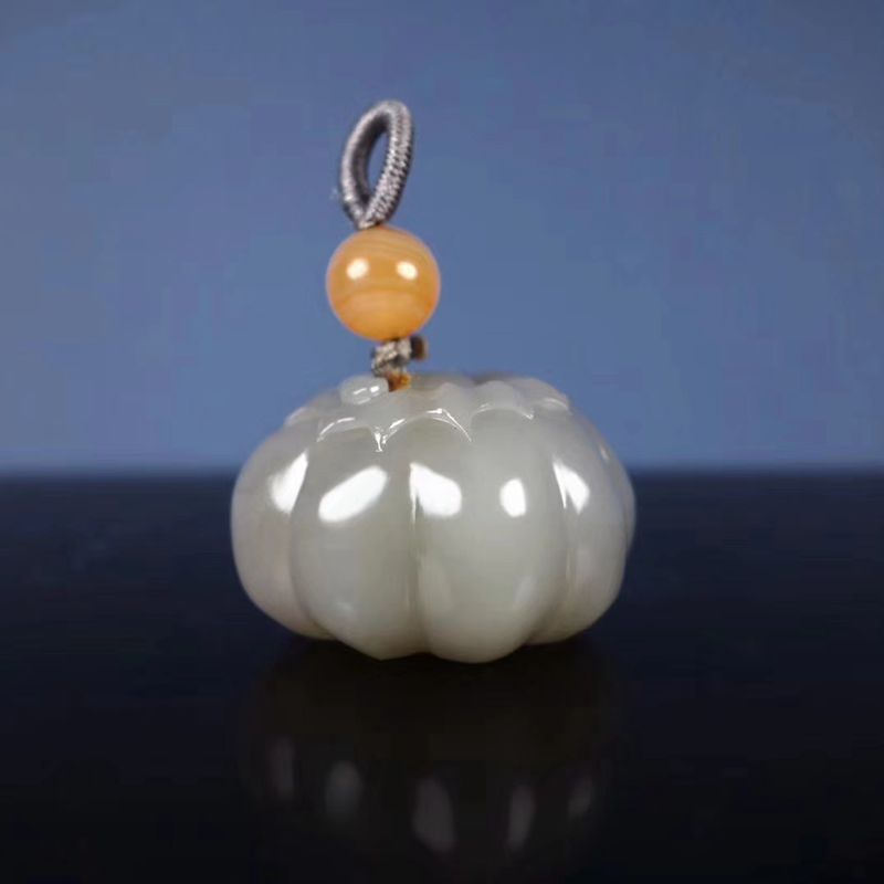 南瓜福瓜玉石玉器天然和田玉青海料烟灰色精雕玉石玉坠配饰男女款