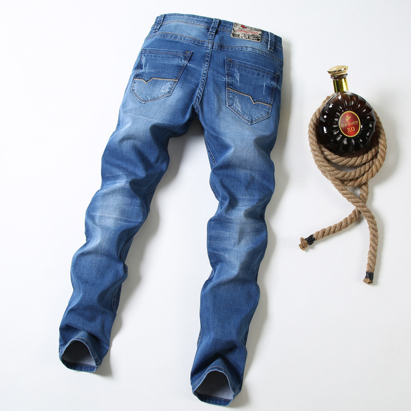 Foreign Trade Men's Pants Denim Spring and Autumn Cotton Jeans Men's Korean Style Slim Youth Washed Denim Trousers Wholesale