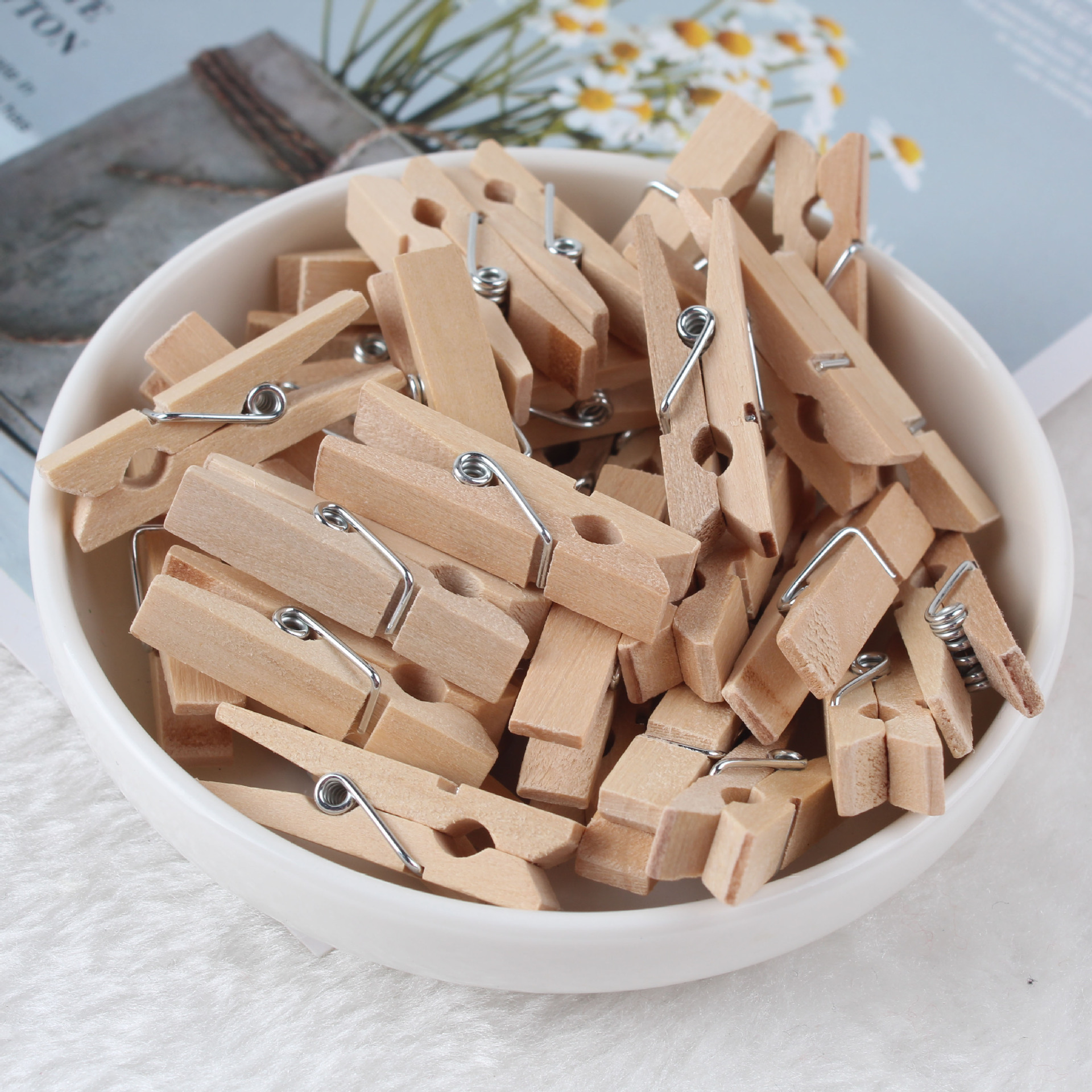 原木色夹子2.5创意木头夹装饰木质夹子diy手工照片夹 本色木夹子