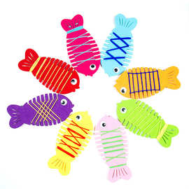 缠线鱼幼儿园手工diy穿线自制绕线鱼无纺布创意益智益智活动材料