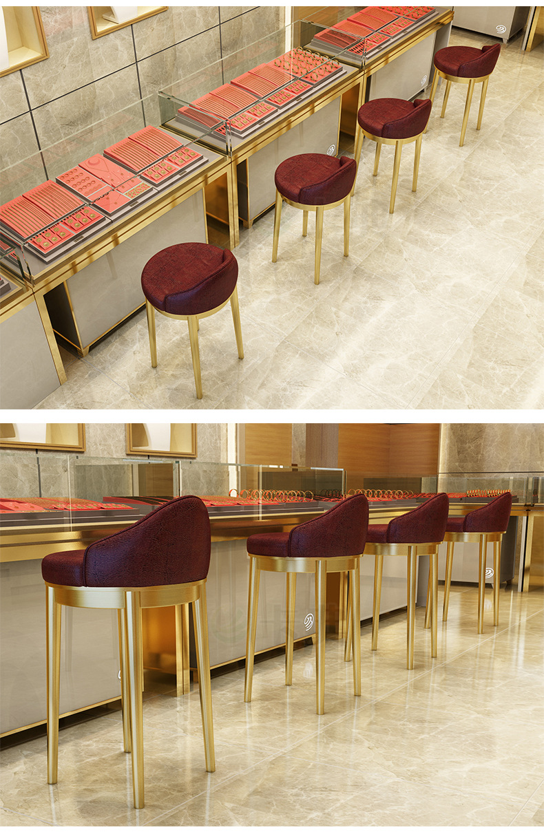 珠宝椅珠宝店椅不锈钢椅子前台椅收银台高脚凳吧台靠背椅酒吧凳