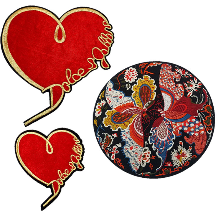 民族风圆形刺绣布贴蝴蝶心形补丁图案衣服装饰大号diy贴花logo