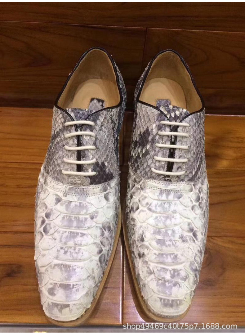厂家直销男鞋商务休闲皮鞋蟒蛇皮正装鞋真皮男软面皮鞋子商务男鞋