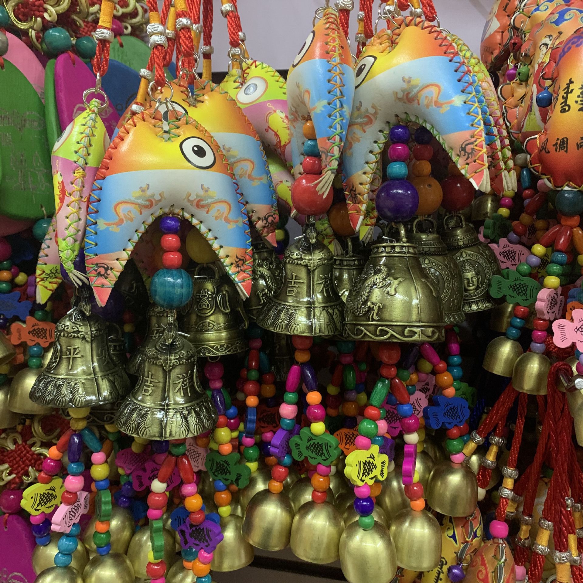 云南民族特色丽江东巴手工风铃挂件 大皮鱼头驼铃三铃