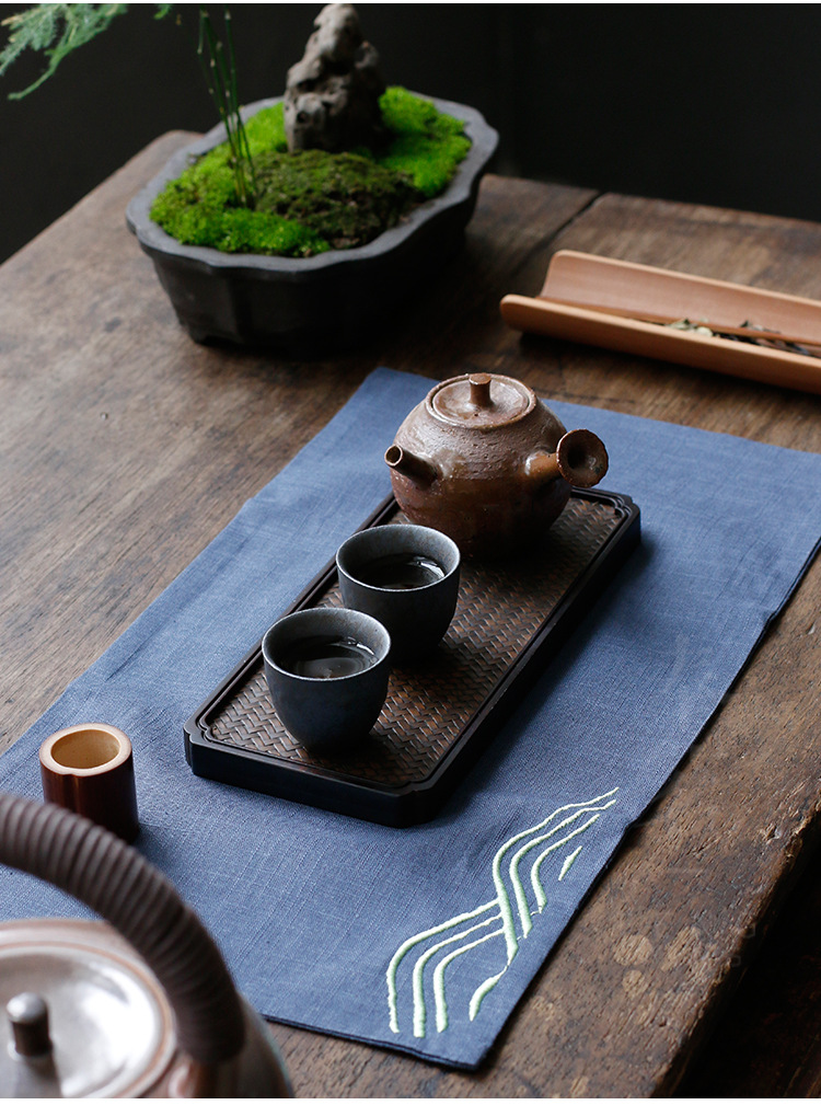 刺绣茶席茶垫 小桌旗布艺茶巾茶杯垫 干泡台壶承茶艺盘垫茶席