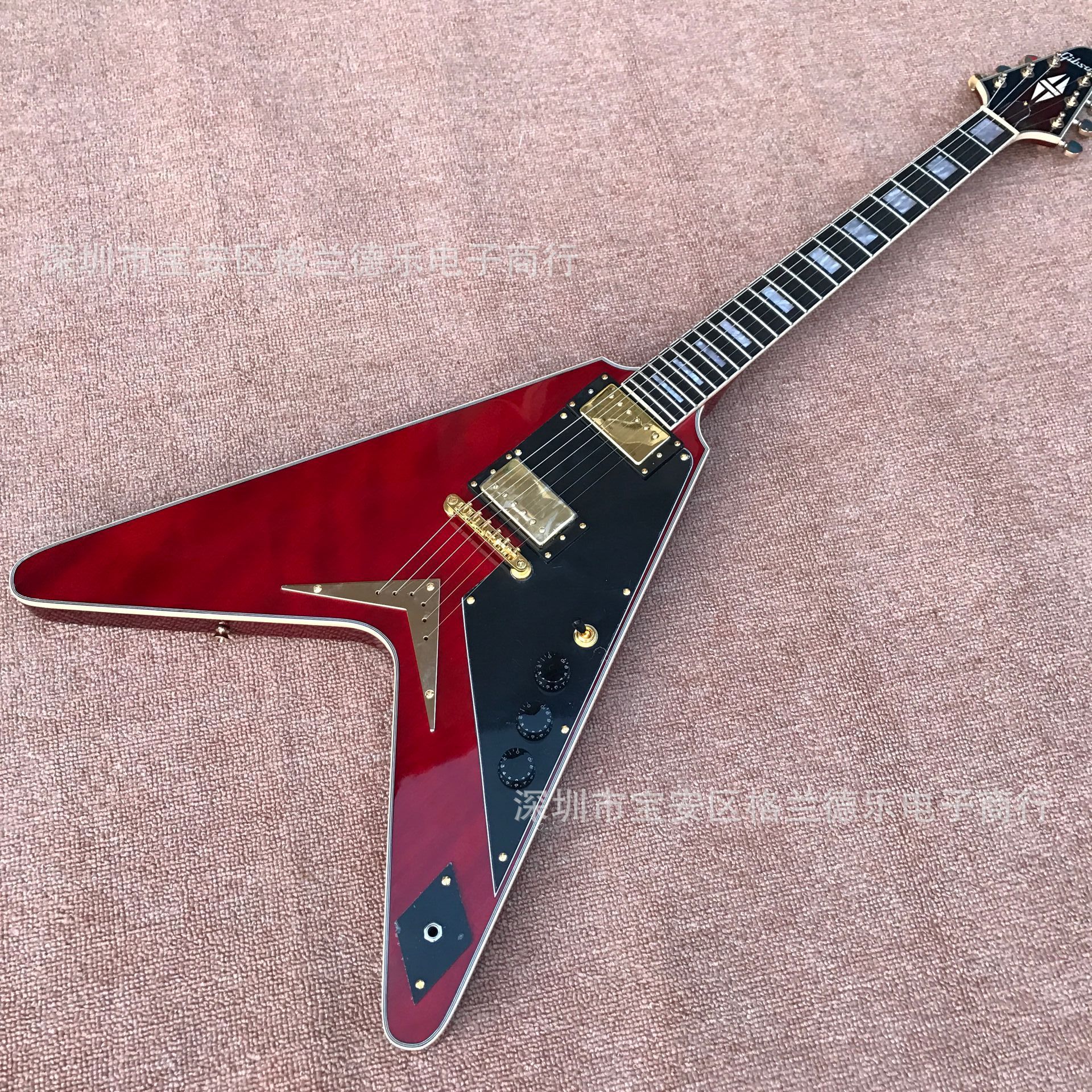 格兰德乐器吉普赛款flying v电吉他红色 颜色可选 可改logo和代发
