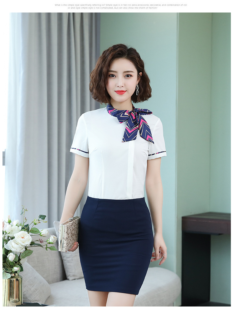 南航空姐制服夏装新款珠宝店职业衬衫女士套装银行酒店前台工作服