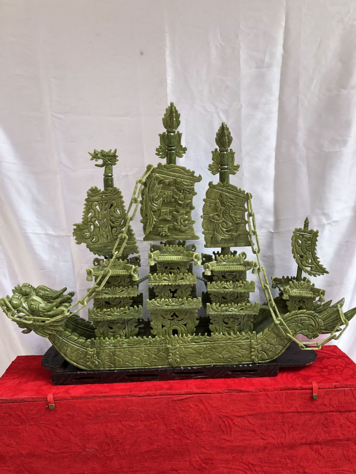 源头工厂直销批发玉器工艺品摆件 南玉一帆风顺玉石龙船家居摆设