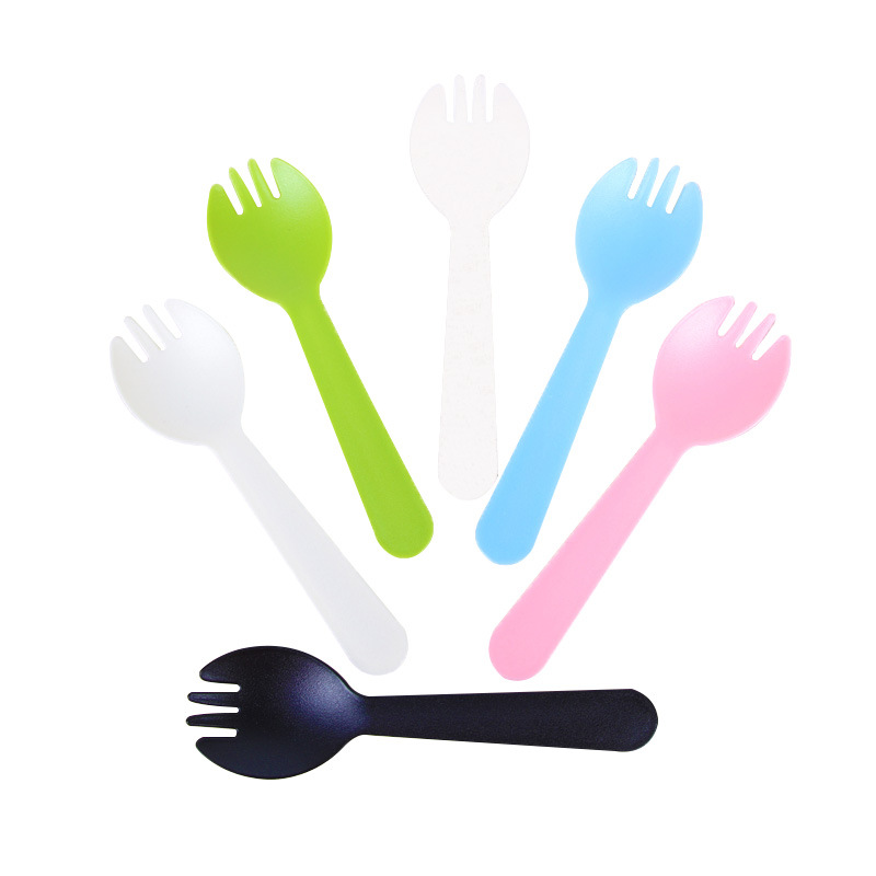 Birthday Cake Western Point Spoon Thickened Disposable Plastic fork Spoon Independent Packaging Dessert Ice Cream Spoon 50 Pieces