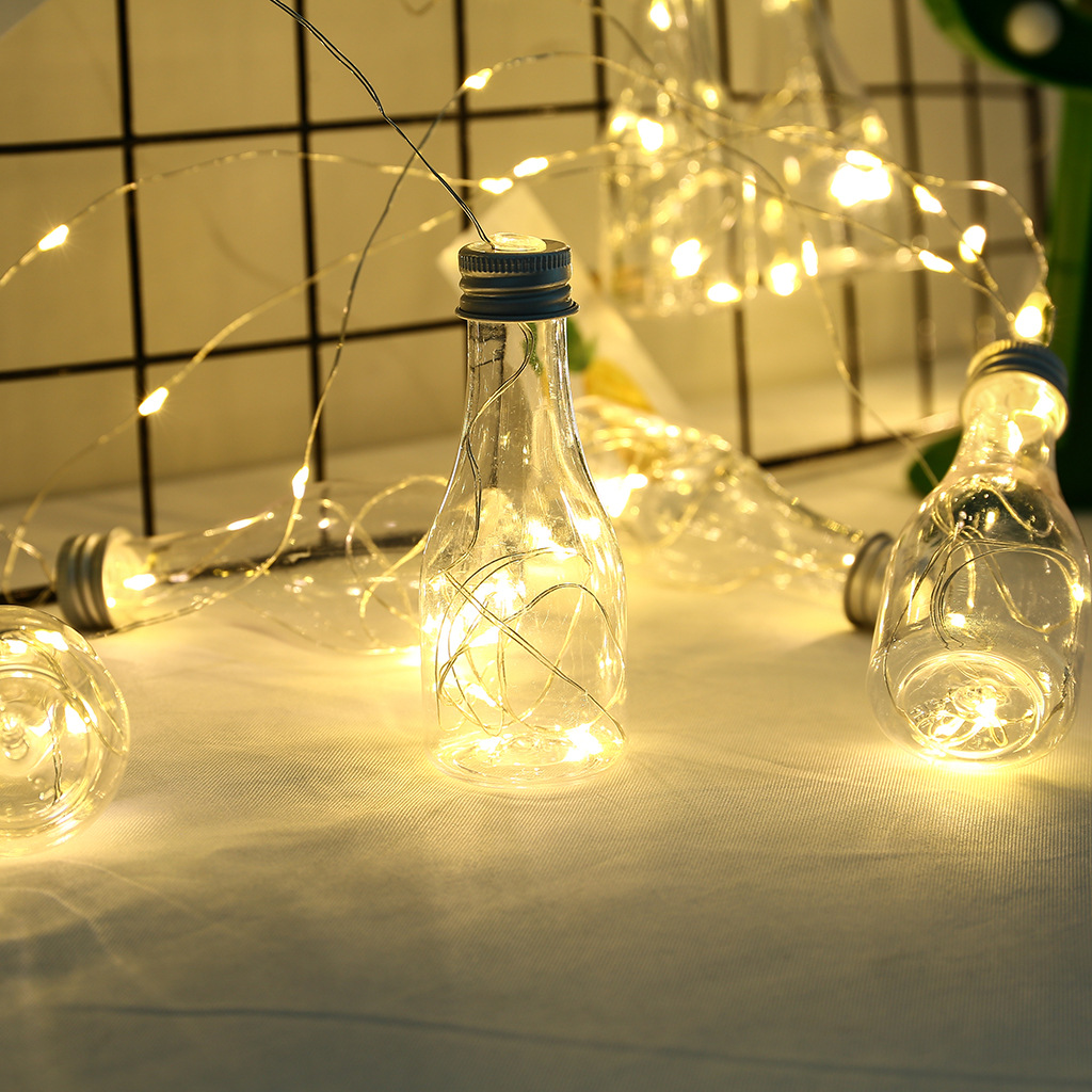 新款创意网红小清新透明酒瓶灯啤酒瓶玻璃瓶心愿瓶造型led装饰灯