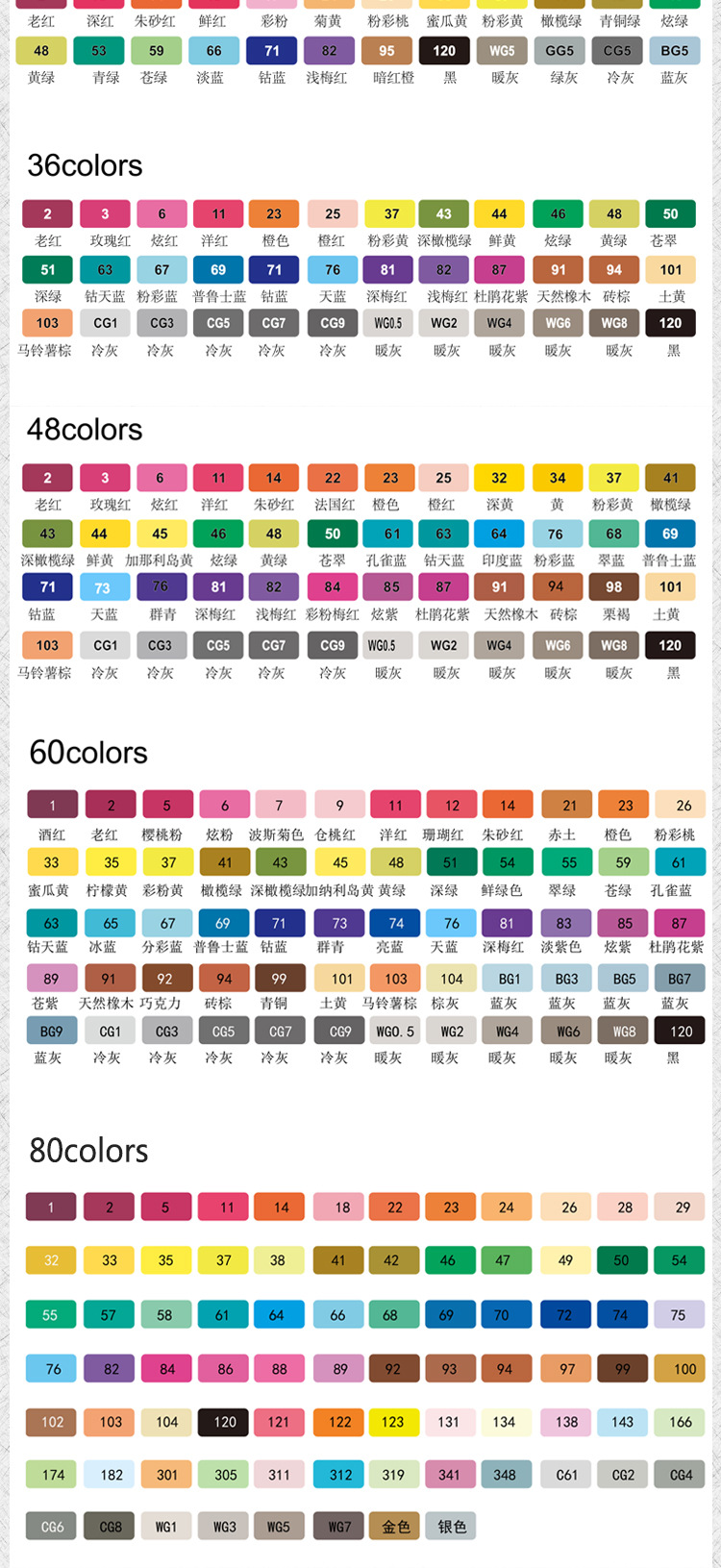 听雨轩12色/80色油性马克笔多色广告笔 麦克笔双头彩色记号笔批发