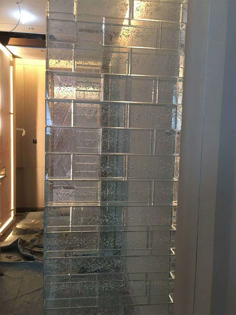 水晶玻璃砖透明方体半墙水晶气泡砖户外园林景观装修装饰镀银穿孔