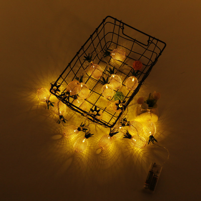 批发暖白铁艺菠萝串灯 网红少女装饰水果灯串 凤梨造型led灯串