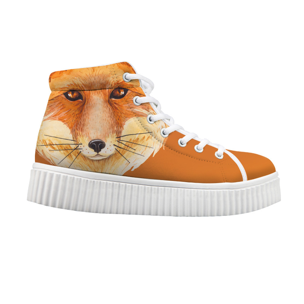 网红厚底小白鞋 女百搭增高厚底浅口单鞋 袋鼠来图定制系带松糕鞋