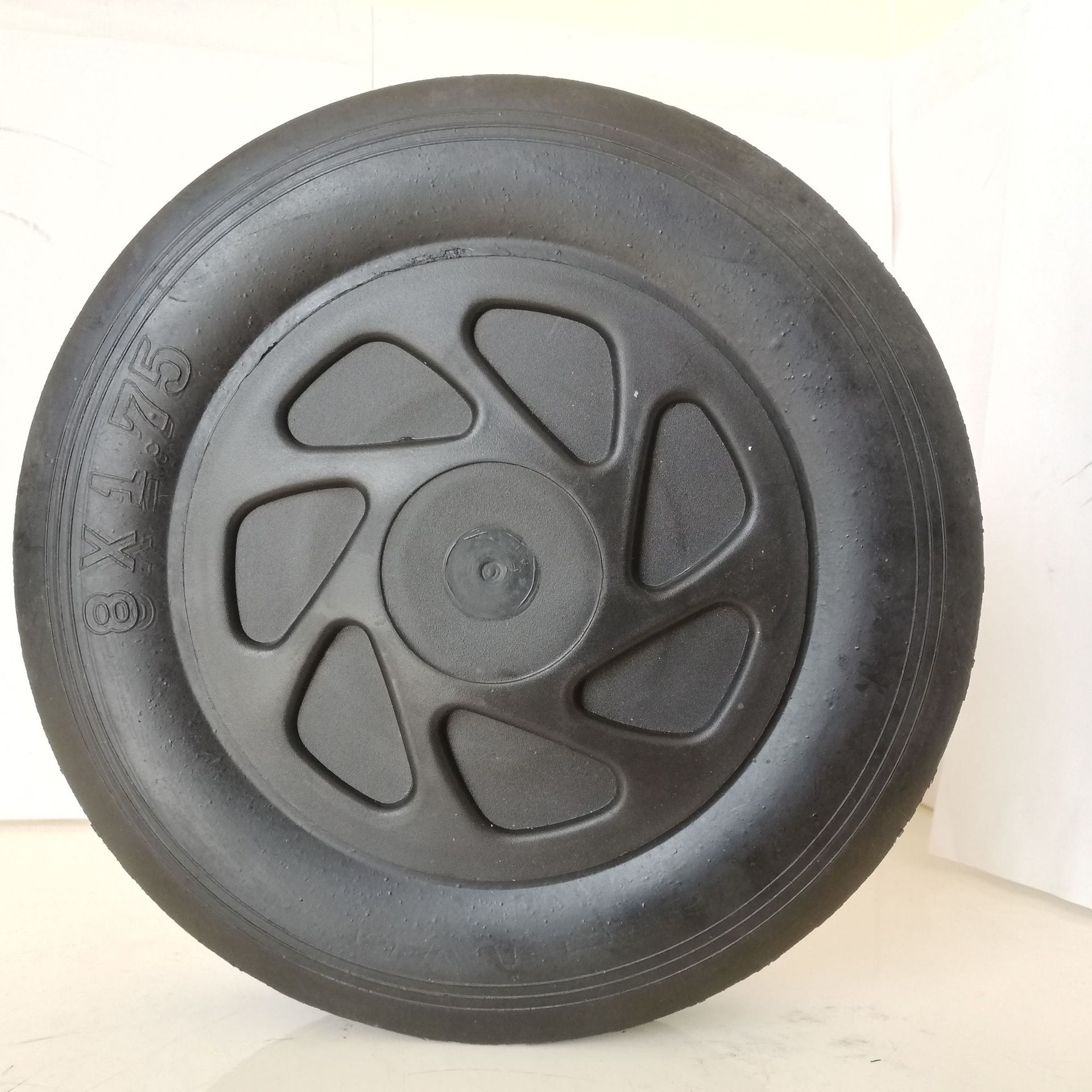 8寸含盖轴承塑料实心橡胶轮子搅拌机喷砂机清洗机滚轮