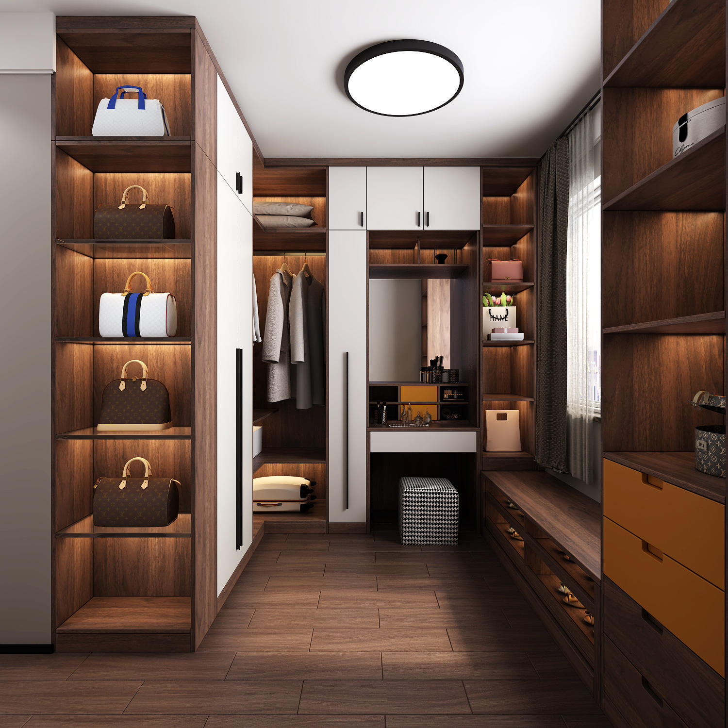 全屋定制衣帽间榻榻米衣柜极简轻奢风格玻璃门衣柜定制现代简约门