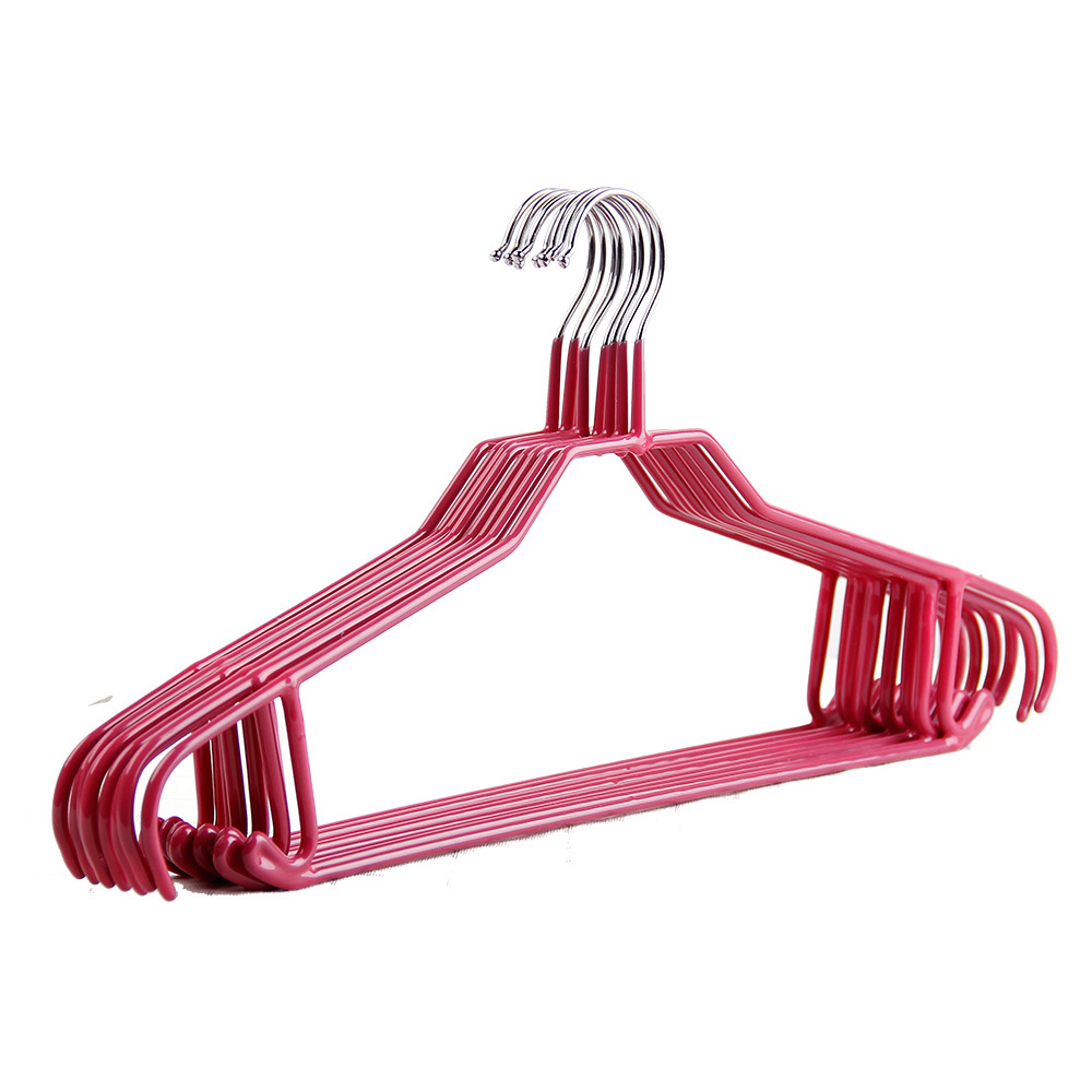 10只装浸塑衣架 加粗带钩金属挂衣架 成人多功能衣架一件代发