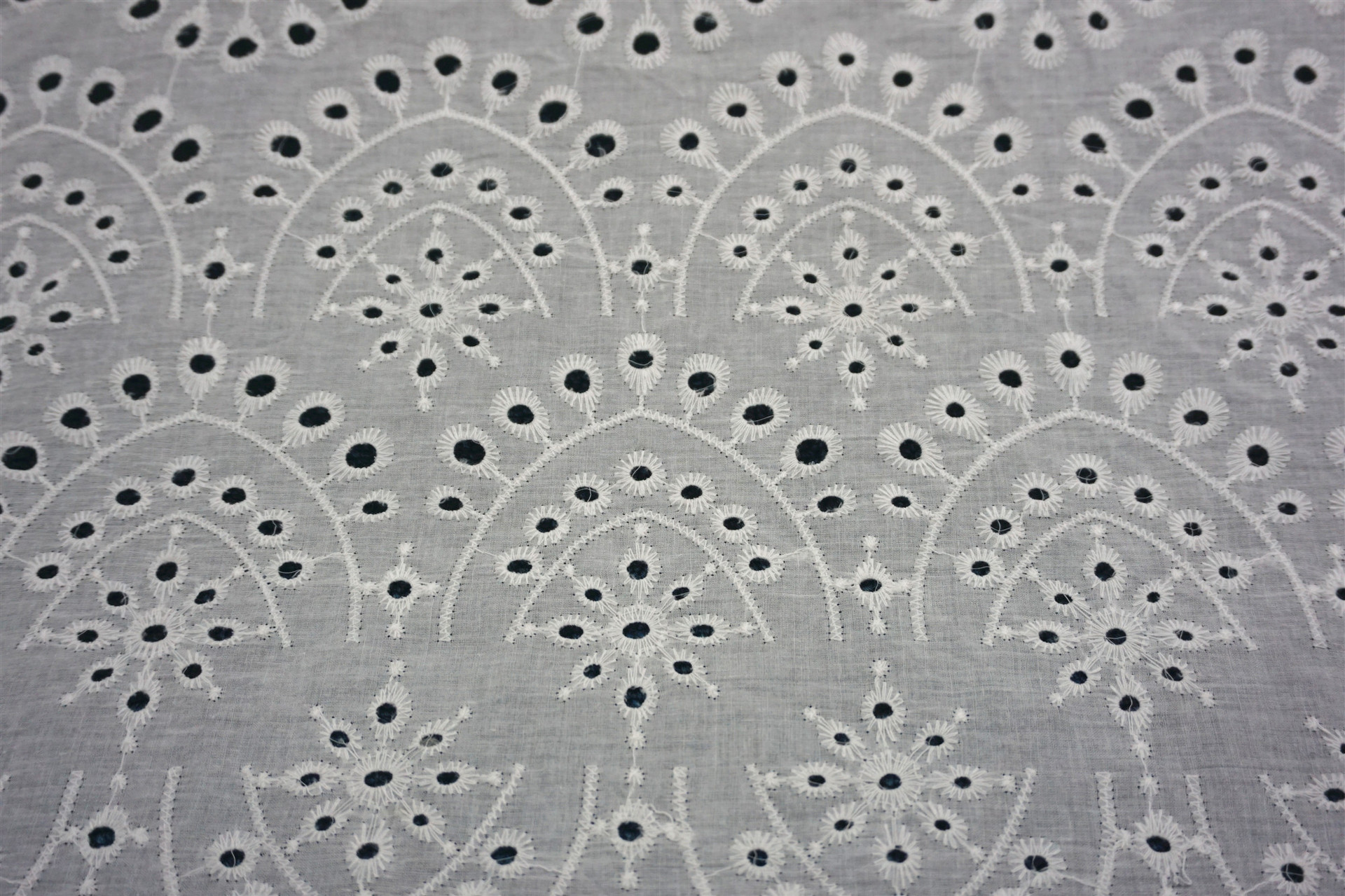 源头工厂 女装面料 棉线棉布镂空刺绣面料 打孔镂空绣花布