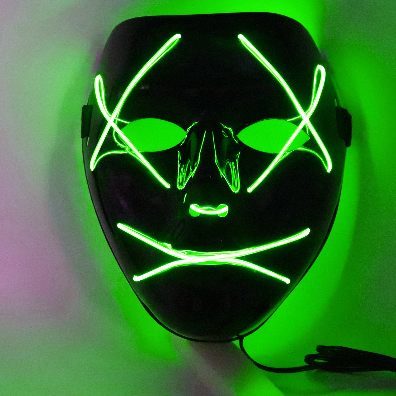发光面具抖音led笑哭脸万圣节夜光创意鬼步舞荧光闪光街舞冷光罩