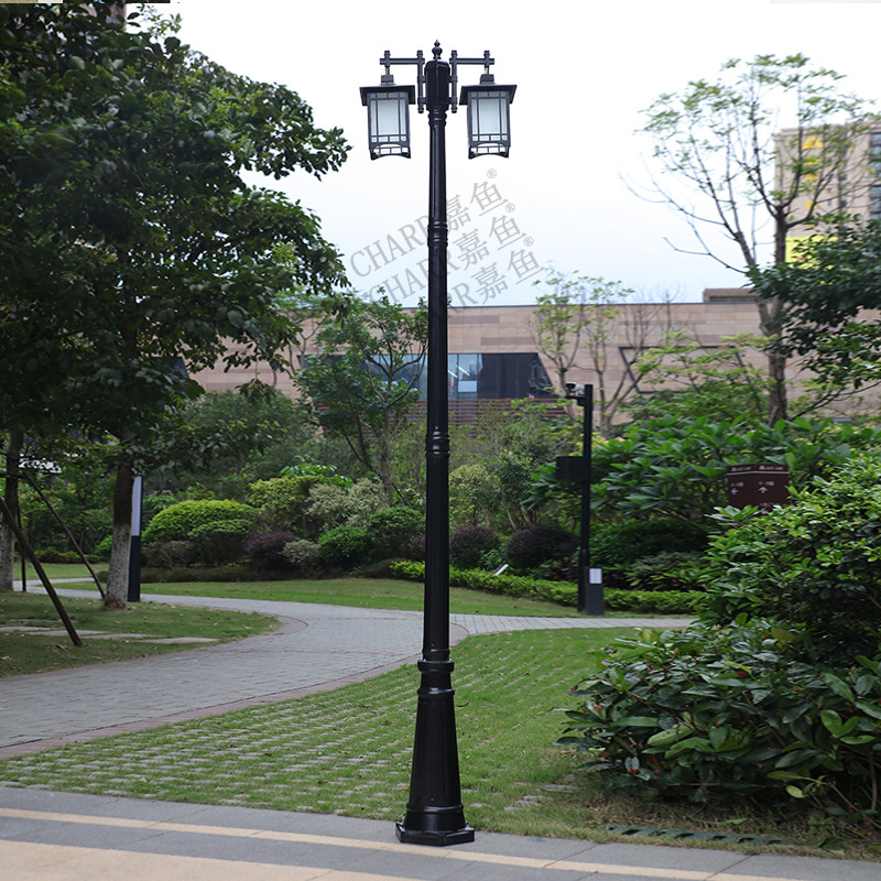 小区路灯 中式别墅庭院灯led花园公园高杆路灯户外防水园林景观灯