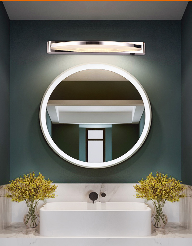 跨境led镜前灯卫生间浴室按钮式化妆灯现代简约防潮镜柜灯