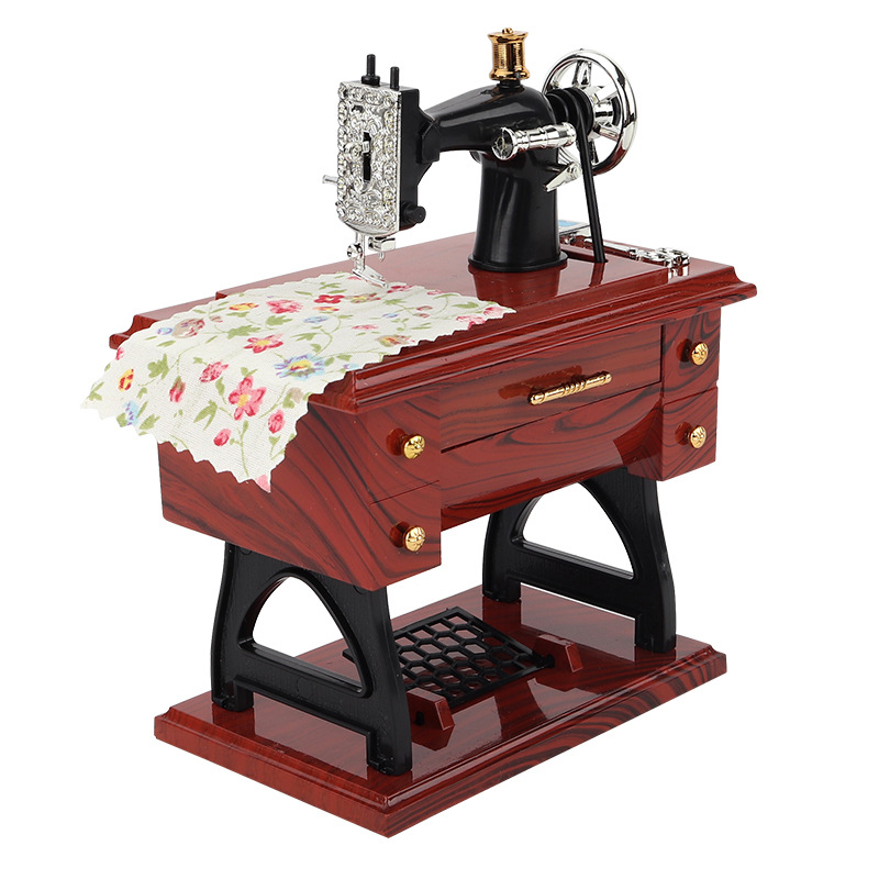 Yl1010 Small Retro Nostalgic Simulation Sewing Machine Music Box Music Box Girl Birthday Ideas Gift