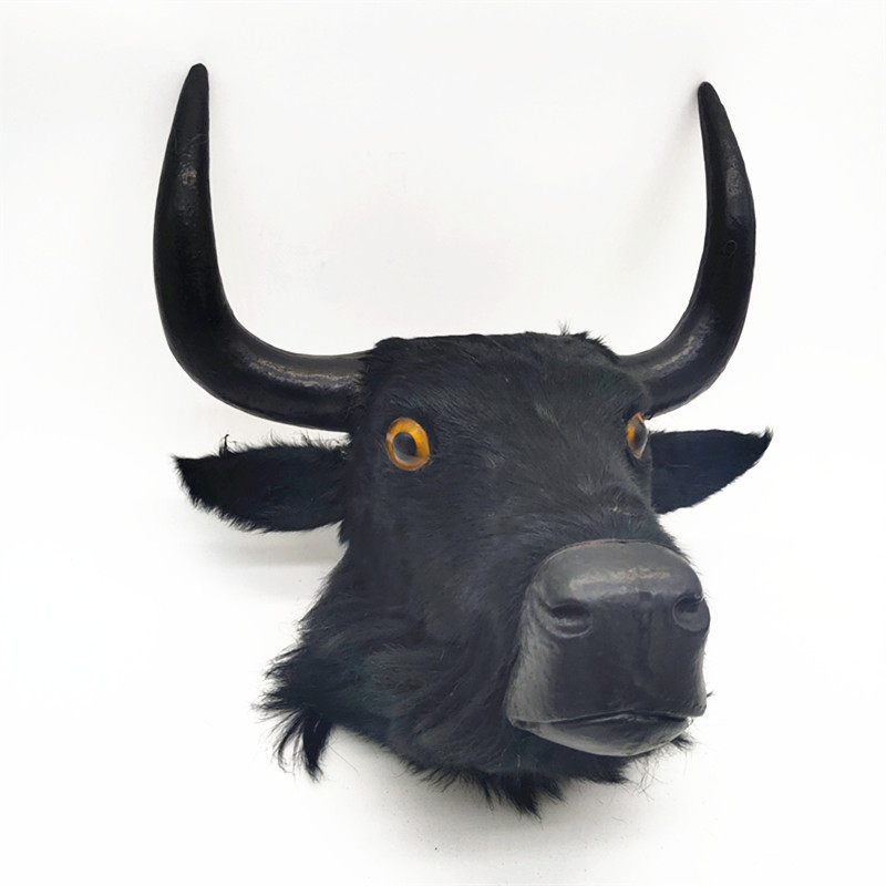 皮毛仿真动物系列仿真牛头黑牛头牦牛头挂件风水产品影视道具