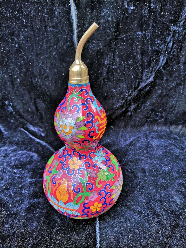 烨轩铜胎手工掐丝葫芦黄铜葫芦景泰蓝葫芦花纹葫芦工艺品礼品摆件