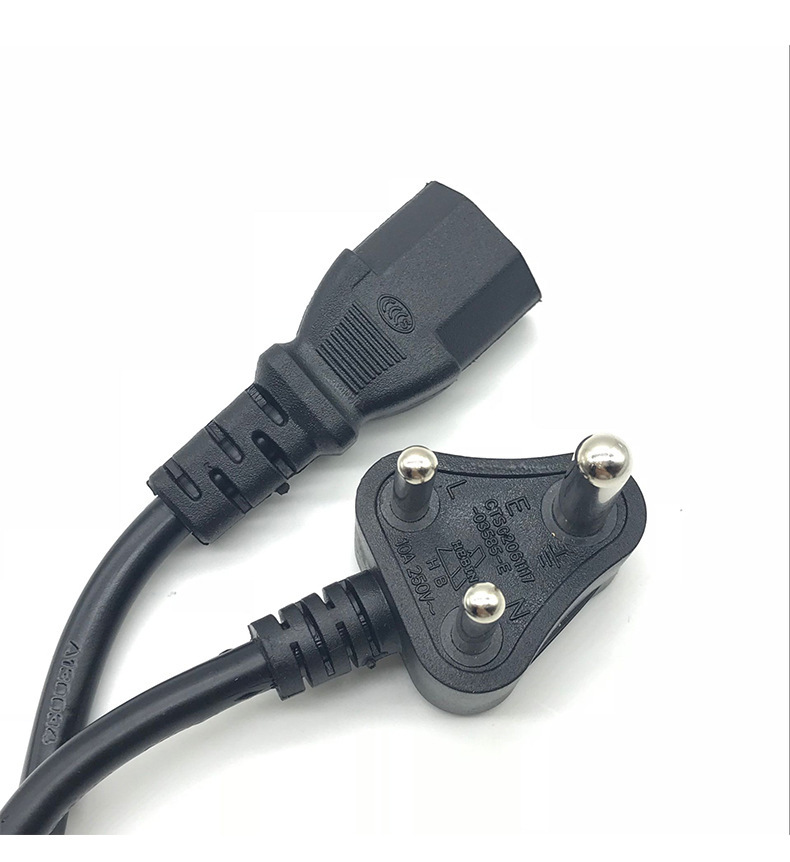 厂家直销 印度三圆插电源线 小南非品字尾电源线插头1.8米3*0.75