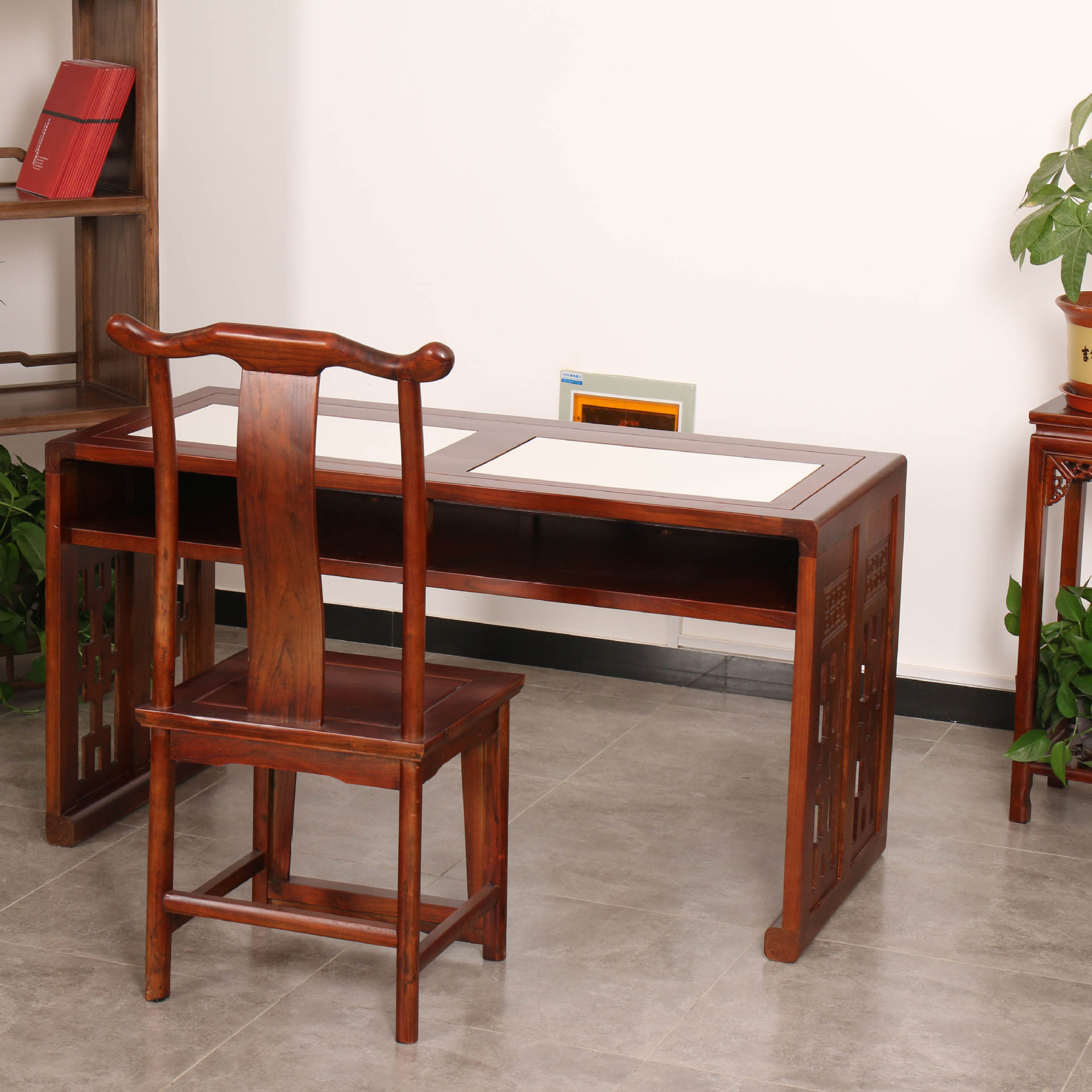 投影临摹书法练字台美术辅导班课桌实木仿古书画桌显示屏国学桌