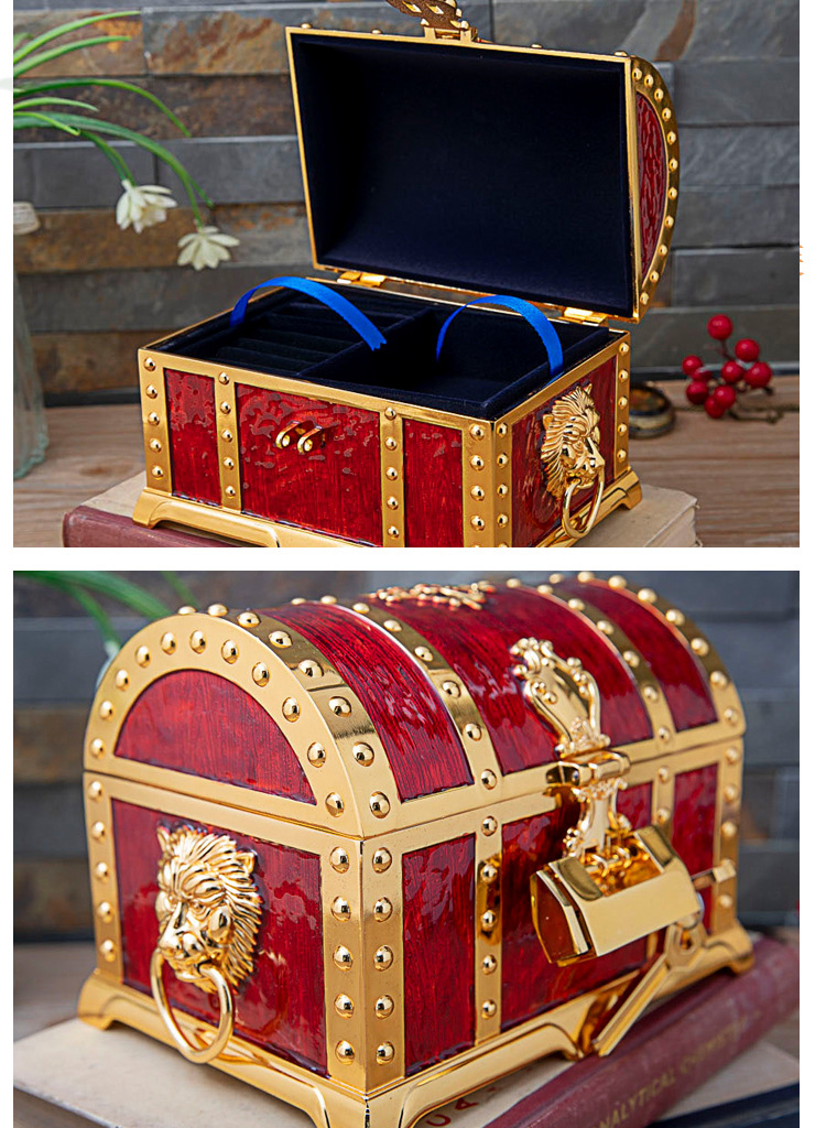 金属创意多层带锁百宝箱欧式复古海盗箱首饰收纳盒高档结婚礼品